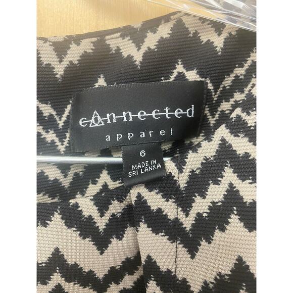 Connected Apparel Women's Black Beige Sleeveless Pencil Dress Zipper Belt Size 6 - Picture 5 of 6